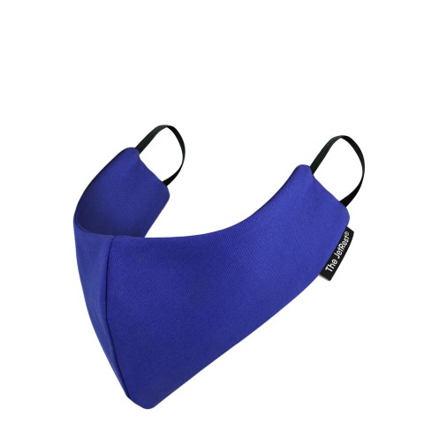 (Small) - Royal Blue Cotton Fabric Round the Ear Elastic (Personalised with Text) (3 Layer Cotton, Polypropylene, Cotton Construction)