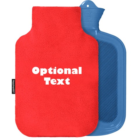 - 2 Litre Sanger Brand - Red Fleece Fabric Removable Cover (Personalised with Text)