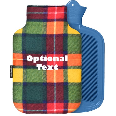 - 2 Litre Sanger Brand - Tartan Check Fleece Fabric Removable Cover (Personalised with Text)