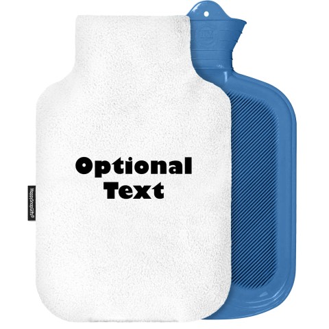 - 2 Litre Sanger Brand - White Fleece Fabric Removable Cover (Personalised with Text)