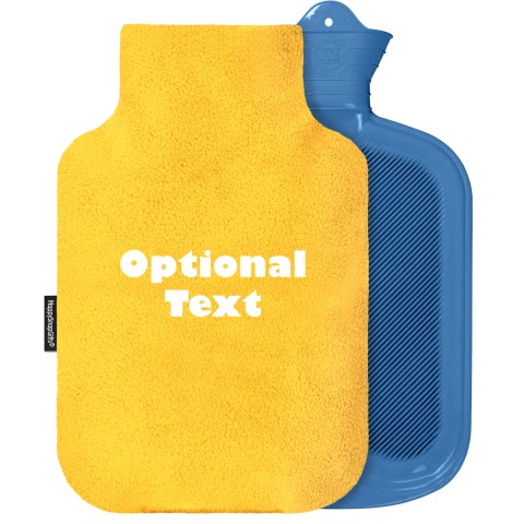 - 2 Litre Sanger Brand - Yellow Fleece Fabric Removable Cover (Personalised with Text)