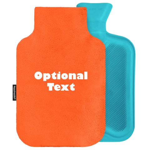 - 2 Litre (Random Coloured Bottle) - Orange Fleece Fabric Removable Cover (Personalised with Text)