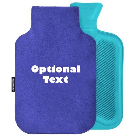 - 2 Litre (Random Coloured Bottle) - Royal Blue Fleece Fabric Removable Cover (Personalised with Text)