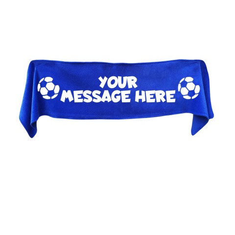 Small (75cm x 15cm) Football Theme - Royal Blue Fleece Fabric (Personalised with Text)