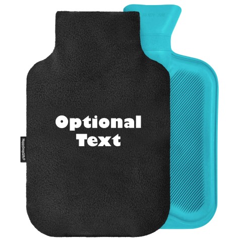 2 Litre - Black Fleece Fabric Removable Cover (Personalised with Text)