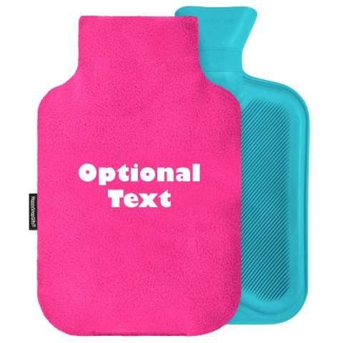 2 Litre - Fuchsia Pink Fleece Fabric Removable Cover (Personalised with Text)