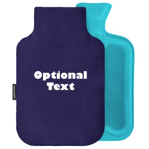 2 Litre - Navy Blue Fleece Fabric Removable Cover (Personalised with Text)