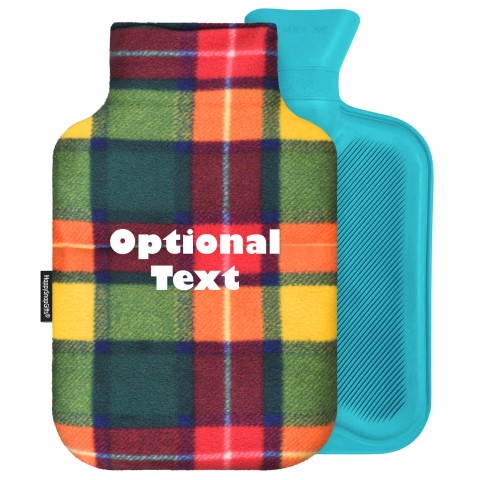 2 Litre - Tartan Fleece Fabric Removable Cover (Personalised with Text)