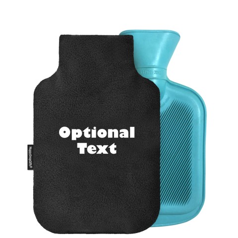 800ml - Black Fleece Fabric Removable Cover (Personalised with Text)
