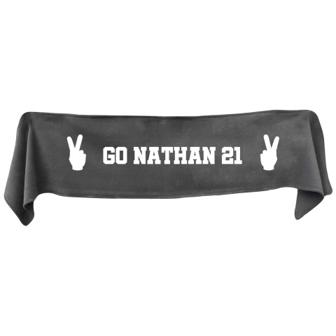 Large (145cm x 25cm) Two Fingers Theme - Grey Fleece Fabric (Personalised with Text)