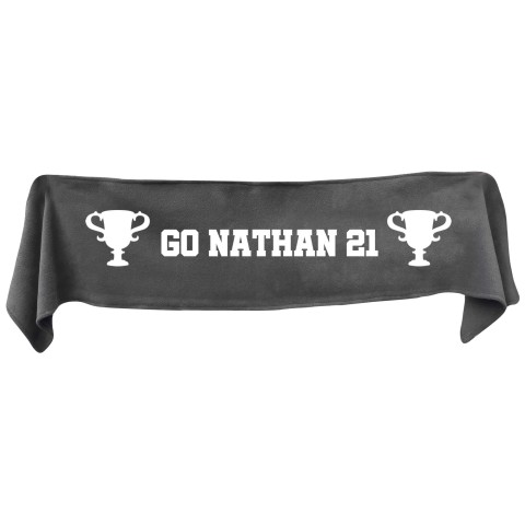 Large (145cm x 25cm) Champions Theme - Grey Fleece Fabric (Personalised with Text)