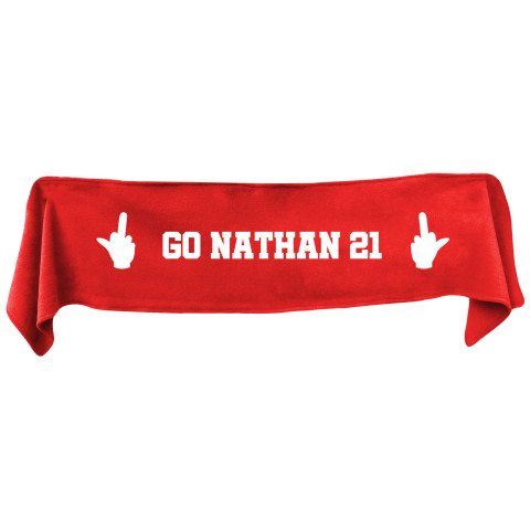 Large (145cm x 25cm) Middle Finger Theme - Red Fleece Fabric (Personalised with Text)
