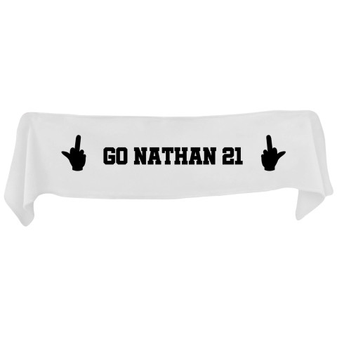 Large (145cm x 25cm) Middle Finger Theme - White Fleece Fabric (Personalised with Text)