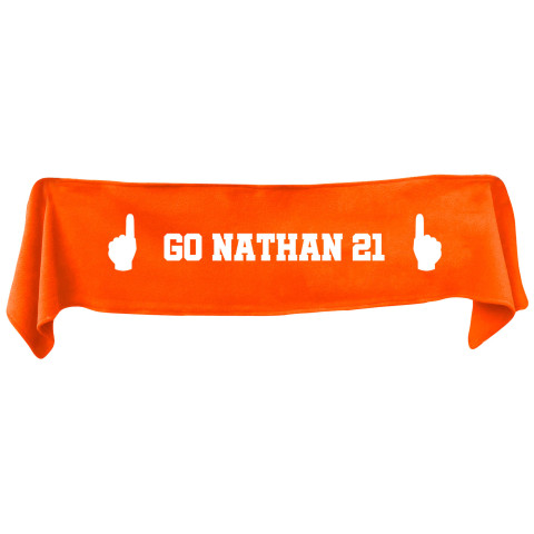 Large (145cm x 25cm) We Are No.1 Theme - Burnt Orange Fleece Fabric (Personalised with Text)