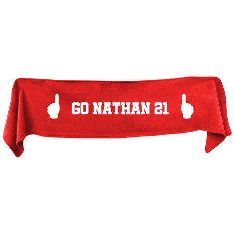 Large (145cm x 25cm) We Are No.1 Theme - Red Fleece Fabric (Personalised with Text)