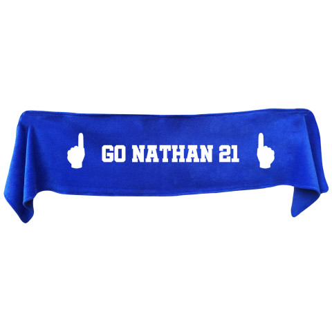 Large (145cm x 25cm) We Are No.1 Theme - Royal Blue Fleece Fabric (Personalised with Text)