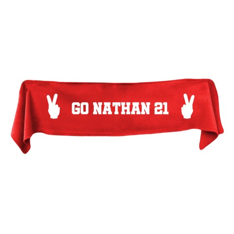 Medium (100cm x 20cm) Two Fingers Theme - Red Fleece Fabric (Personalised with Text)