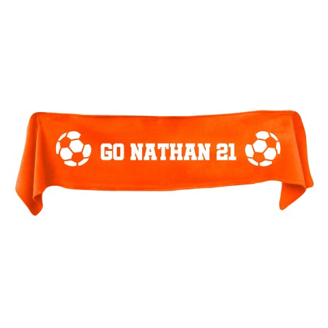 Medium (100cm x 20cm) Football Theme - Burnt Orange Fleece Fabric (Personalised with Text)