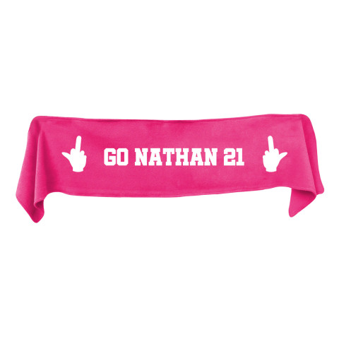 Medium (100cm x 20cm) Middle Finger Theme - Hot Pink (Fuchsia) Fleece Fabric (Personalised with Text)
