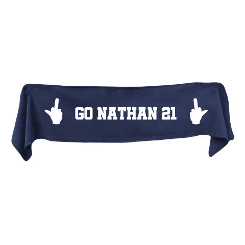 Medium (100cm x 20cm) Middle Finger Theme - Navy Blue Fleece Fabric (Personalised with Text)