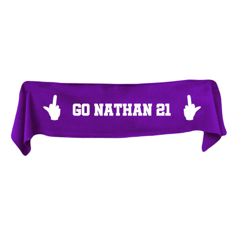 Medium (100cm x 20cm) Middle Finger Theme - Purple Fleece Fabric (Personalised with Text)