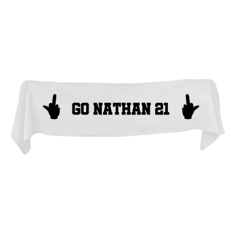 Medium (100cm x 20cm) Middle Finger Theme - White Fleece Fabric (Personalised with Text)