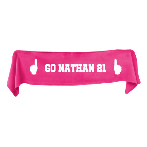 Medium (100cm x 20cm) We Are No.1 Theme - Hot Pink (Fuchsia) Fleece Fabric (Personalised with Text)