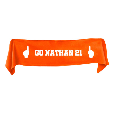 Medium (100cm x 20cm) We Are No.1 Theme - Burnt Orange Fleece Fabric (Personalised with Text)