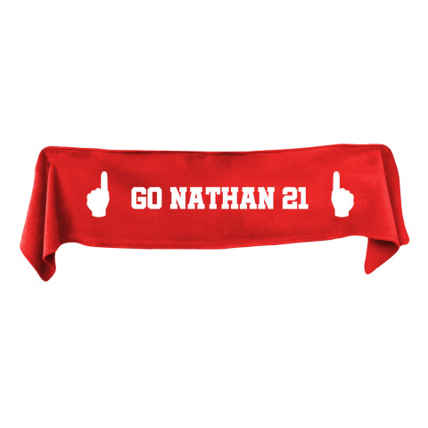 Medium (100cm x 20cm) We Are No.1 Theme - Red Fleece Fabric (Personalised with Text)