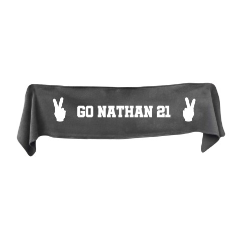 Small (75cm x 15cm) Two Fingers Theme - Grey Fleece Fabric (Personalised with Text)