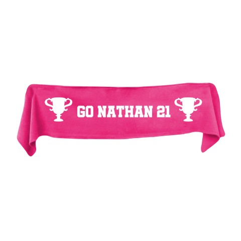 Small (75cm x 15cm) Champions Theme - Hot Pink (Fuchsia) Fleece Fabric (Personalised with Text)