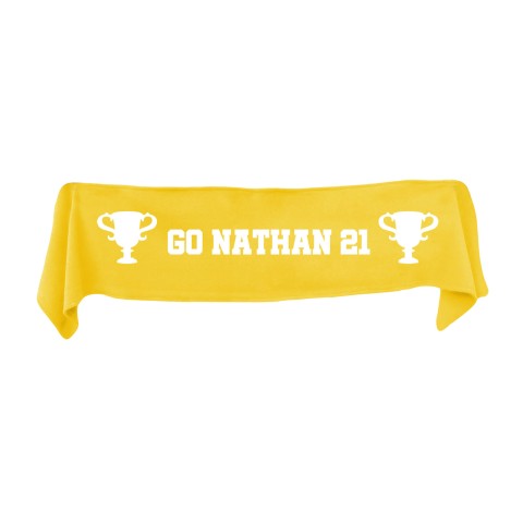 Small (75cm x 15cm) Champions Theme - Yellow Fleece Fabric (Personalised with Text)