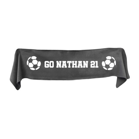 Small (75cm x 15cm) Football Theme - Grey Fleece Fabric (Personalised with Text)