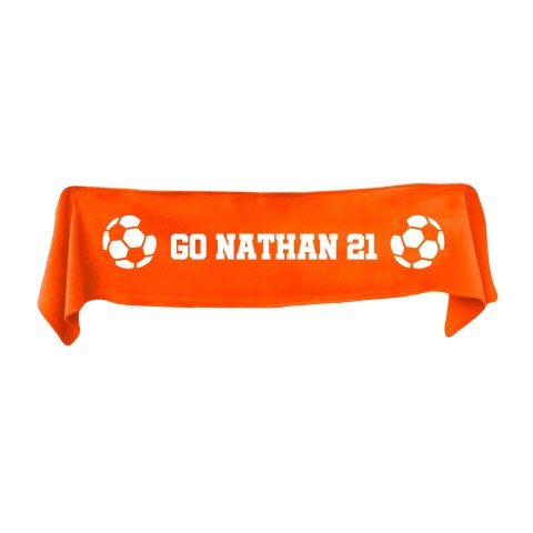 Small (75cm x 15cm) Football Theme - Burnt Orange Fleece Fabric (Personalised with Text)