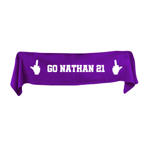 Small (75cm x 15cm) Middle Finger Theme - Purple Fleece Fabric (Personalised with Text)