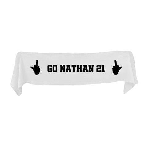 Small (75cm x 15cm) Middle Finger Theme - White Fleece Fabric (Personalised with Text)