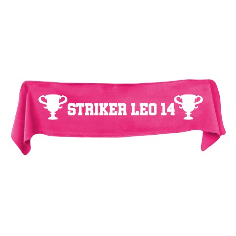 Medium (100cm x 20cm) Champions Theme - Hot Pink (Fuchsia) Fleece Fabric (Personalised with Text)
