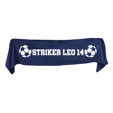 Medium (100cm x 20cm) Football Theme - Navy Blue Fleece Fabric (Personalised with Text)