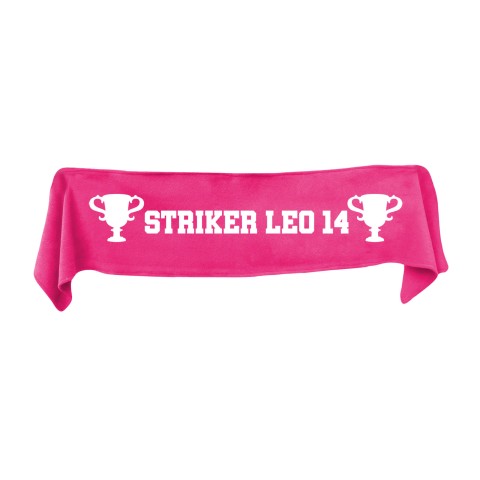 Small (75cm x 15cm) Champions Theme - Hot Pink (Fuchsia) Fleece Fabric (Personalised with Text)