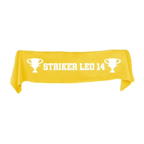 Small (75cm x 15cm) Champions Theme - Yellow Fleece Fabric (Personalised with Text)