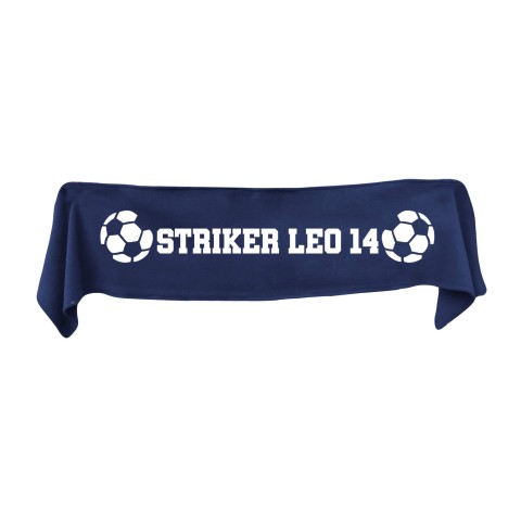 Small (75cm x 15cm) Football Theme - Navy Blue Fleece Fabric (Personalised with Text)