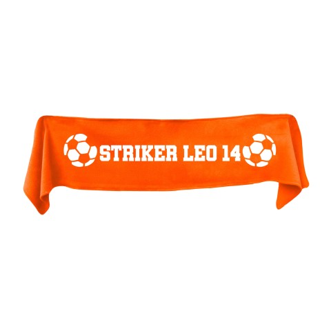 Small (75cm x 15cm) Football Theme - Burnt Orange Fleece Fabric (Personalised with Text)