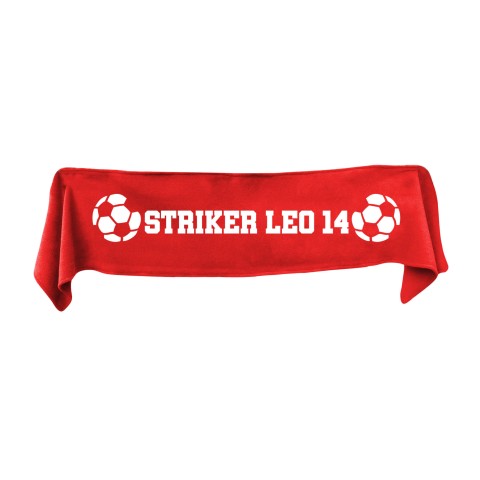 Small (75cm x 15cm) Football Theme - Red Fleece Fabric (Personalised with Text)