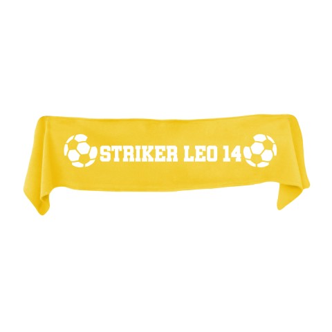 Small (75cm x 15cm) Football Theme - Yellow Fleece Fabric (Personalised with Text)