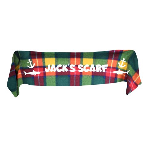 Medium (100cm x 20cm) with Sharks and Anchor Print - Tartan Fleece Fabric (Personalised with Text)