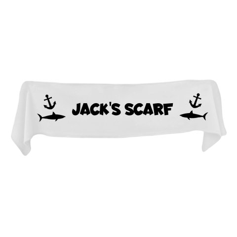 Medium (100cm x 20cm) with Sharks and Anchor Print - White Fleece Fabric (Personalised with Text)