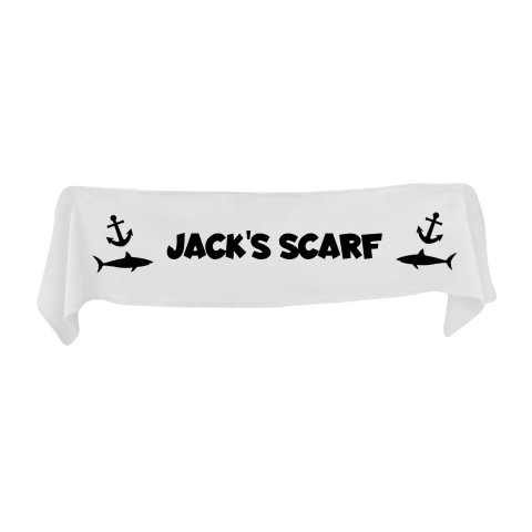 Small (75cm x 15cm) with Sharks and Anchor Print - White Fleece Fabric (Personalised with Text)