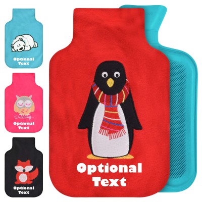 Hot Water Bottle Cover with Personalised Text & Free Rubber Bottle