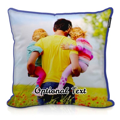 Personalised Square Photo Cushion with Optional Personalised Text