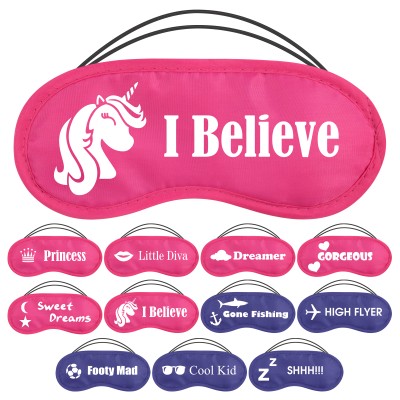 Children's Eye Masks with Themed Print Pink Unicorn Montage Image